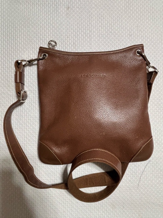 Longchamp Handbags - Longchamp Brown Leather Pebbled Crossbody Bag with Adjustable Strap
